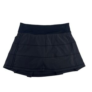 Lululemon Pace Rival Mid-Rise Skirt Long Black Tiered Athletic Skort Size 4